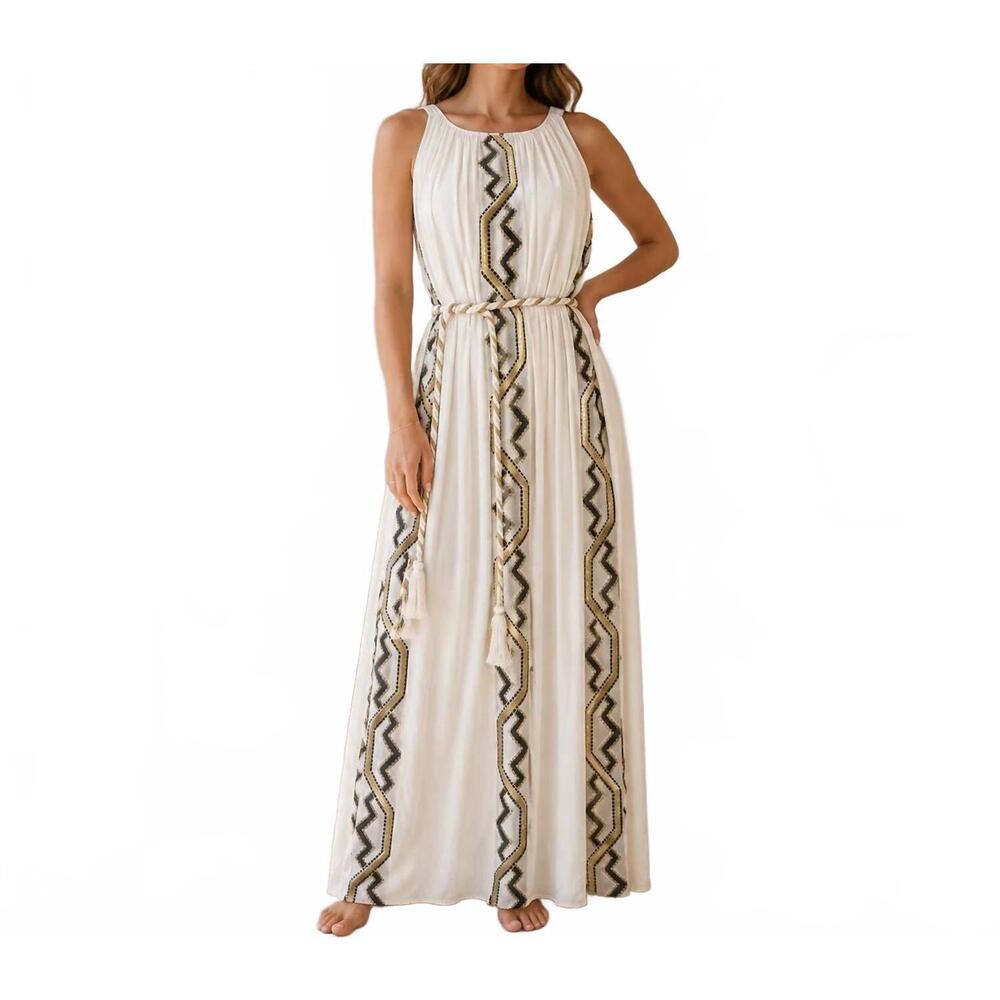NEW MYSTERY RESORT verde maxi dress in ivory black